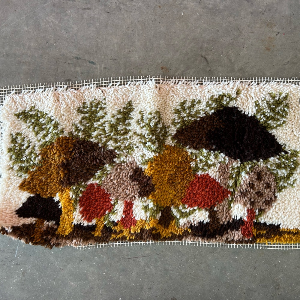 Handmade 70s Mushroom Wall Tapestry